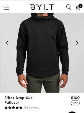 BYLT Elite+ Drop-Cut Pullover Hoodie - Black
